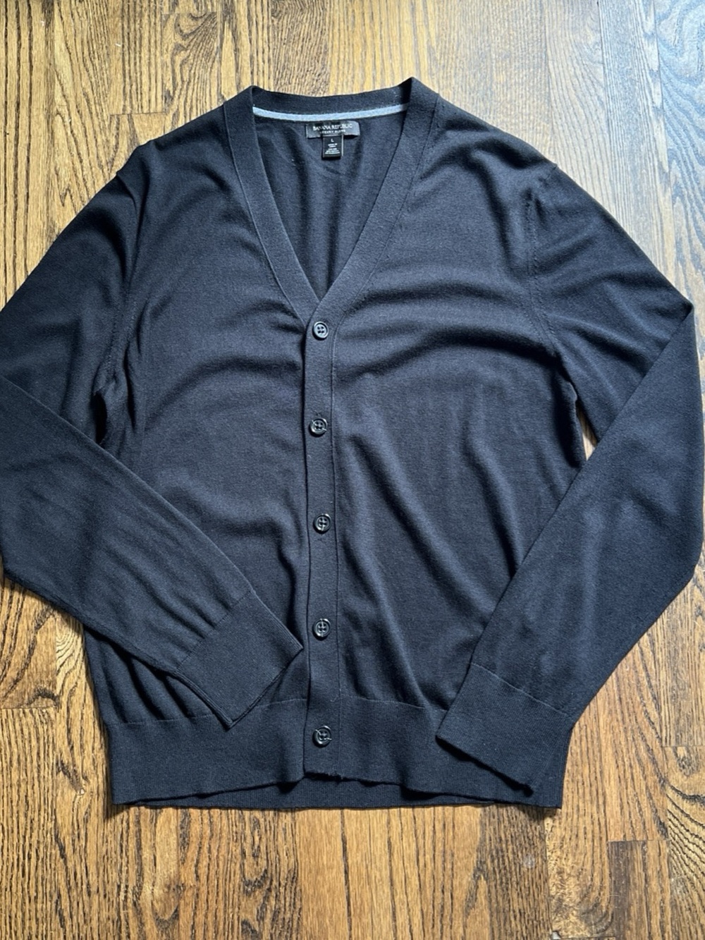 Banana Republic Luxury Blend Men’s Large Black Silk Cotton Cashmere Cardigan